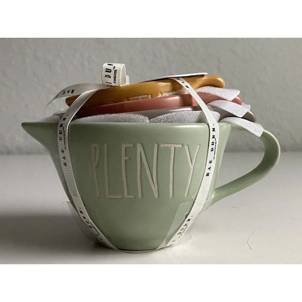RAE DUNN Thanksgiving Measuring Cups Gather Bounty Blessings Plenty Ceramic NEW